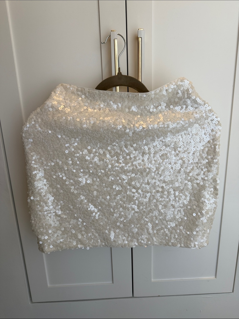 H&M White Sequin Mini Skirt